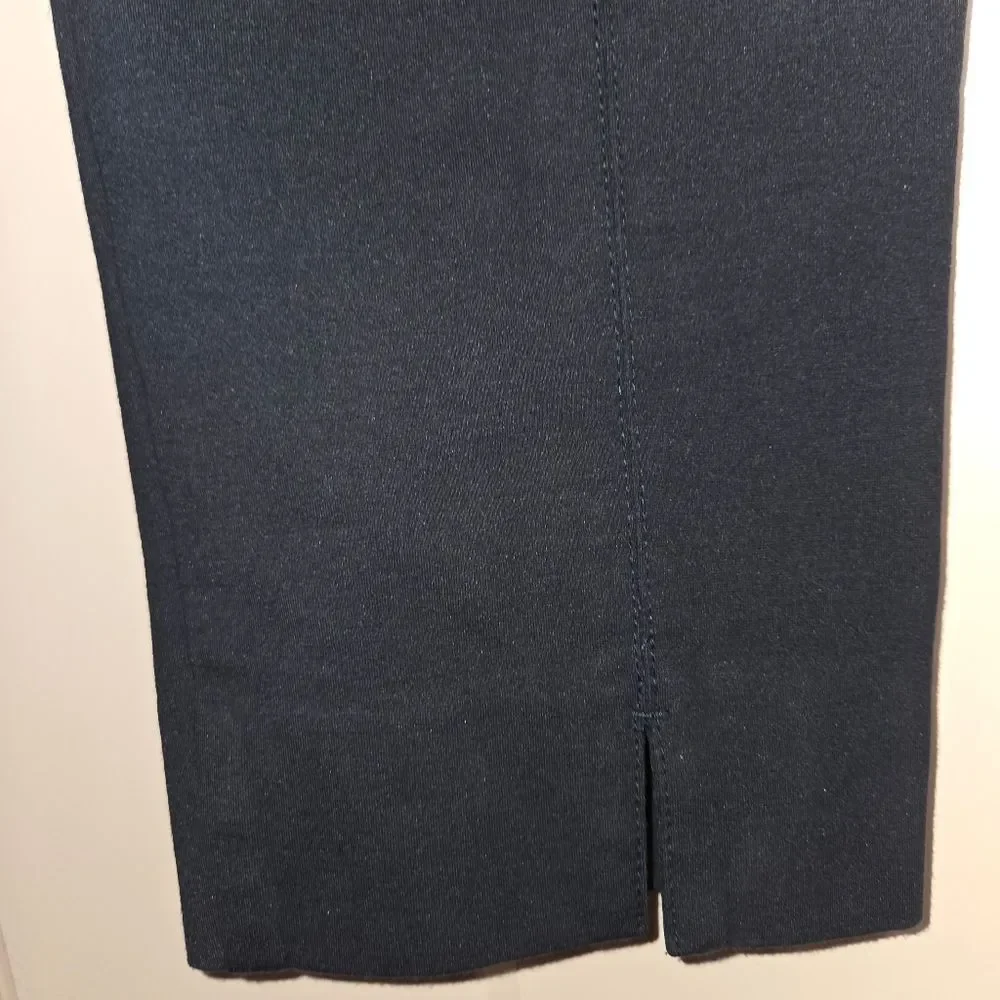 J. Jill Ponte Knit Navy Blue Slim-Leg Split-Hem Pants, Size Large